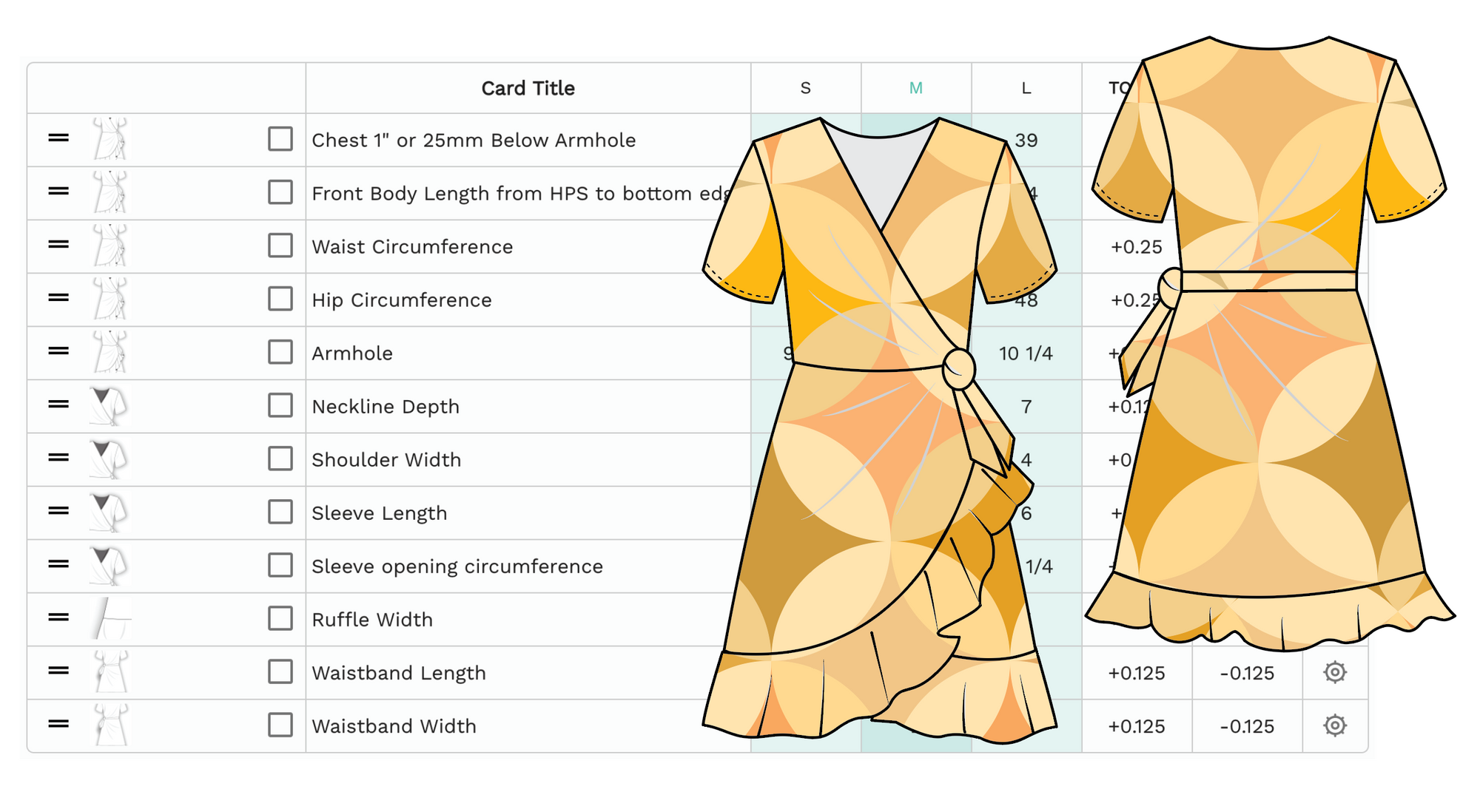 Wrap Dress Measurement Template