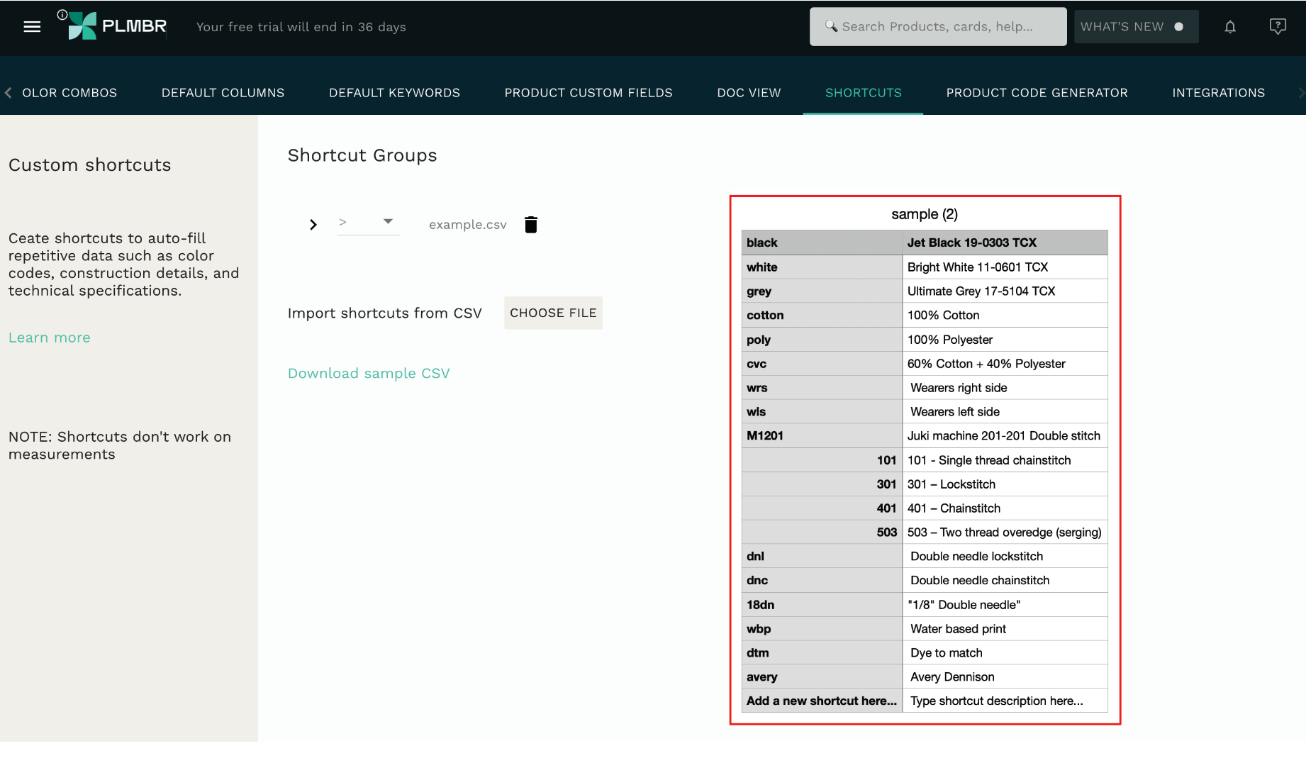 Importing shortcuts from CSV - Example