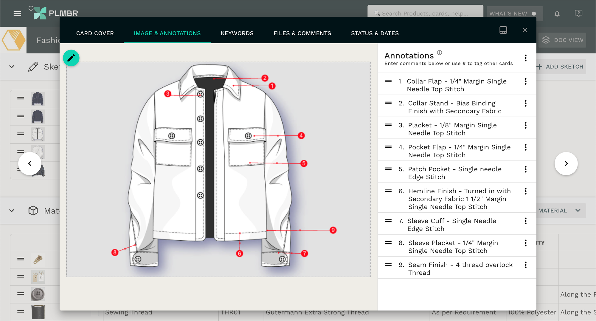 Technical sketches with design details