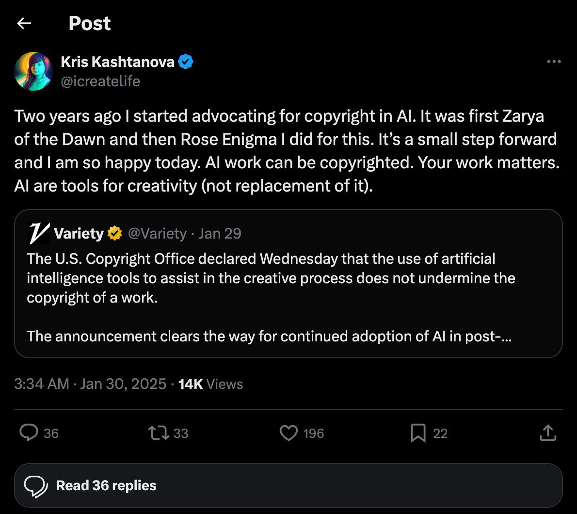 Kashtanova wrote on the social network X